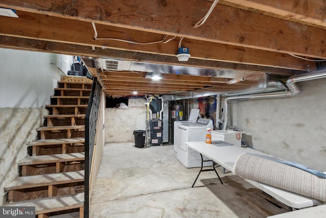 1557 N 9th St, Philadelphia, PA 19122 - unfinished below grade area with washing machine and dryer and stairs