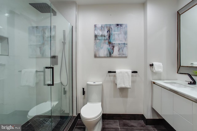 811 4th St NW Unit 608, Washington, DC 20001 - full bath featuring toilet, a shower stall, vanity, and baseboards