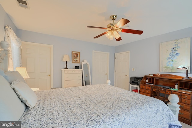 bedroom featuring ceiling fan
