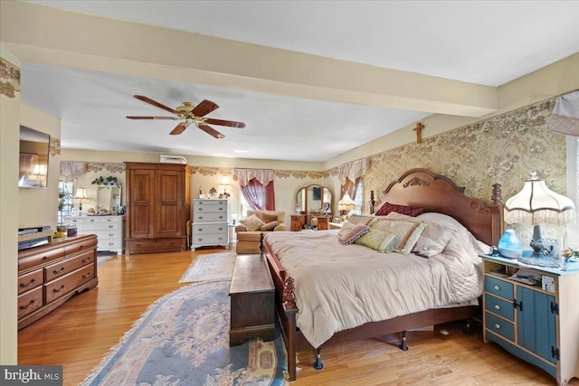 bedroom featuring light wood-type flooring