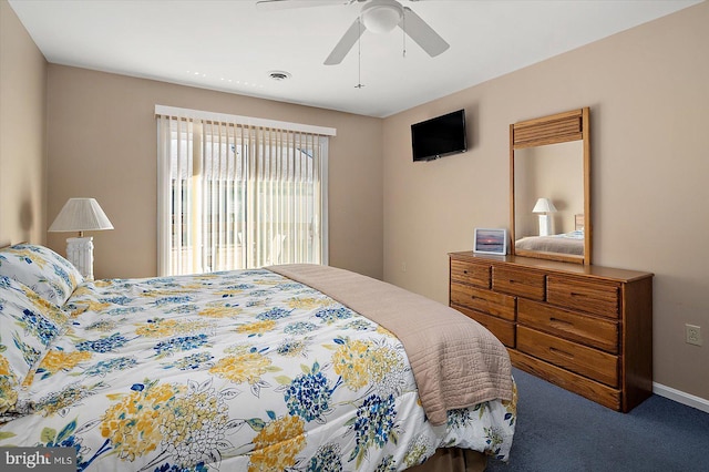 105 120th St Unit 111, Ocean City, MD 21842 - carpeted bedroom featuring baseboards, visible vents, and a ceiling fan