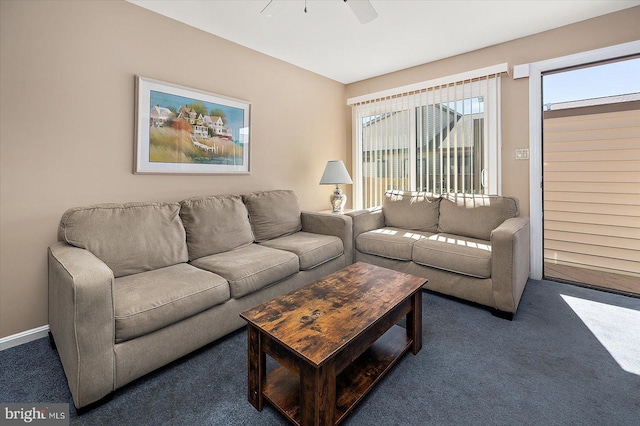 105 120th St Unit 111, Ocean City, MD 21842 - carpeted living room featuring ceiling fan