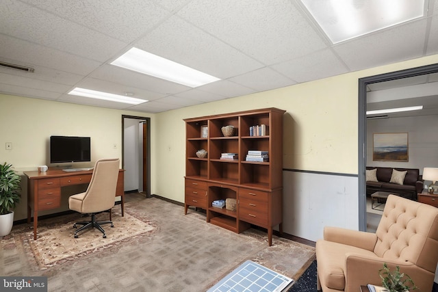 office space featuring a drop ceiling