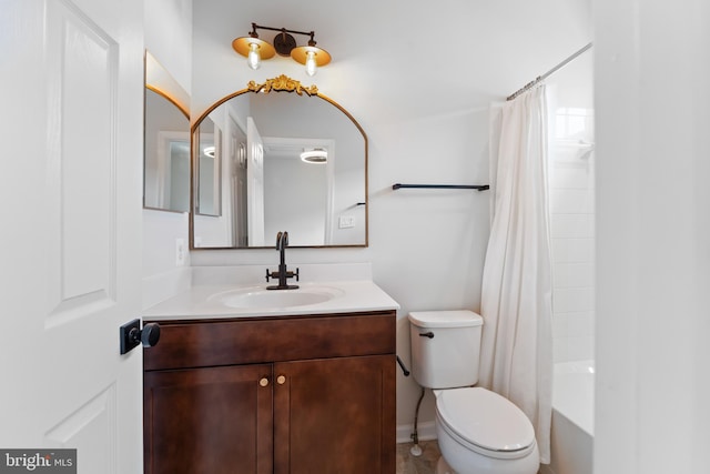 5957 Whelan Ln, Frederick, MD 21703 - bathroom with vanity, toilet, and shower / bath combination with curtain