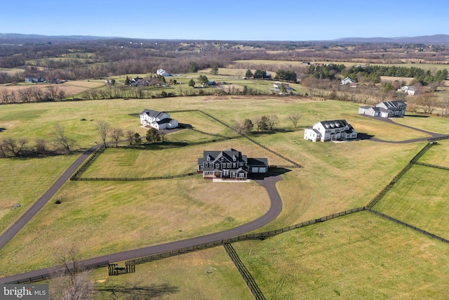 aerial view featuring a rural view