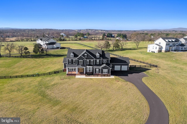 bird's eye view featuring a rural view