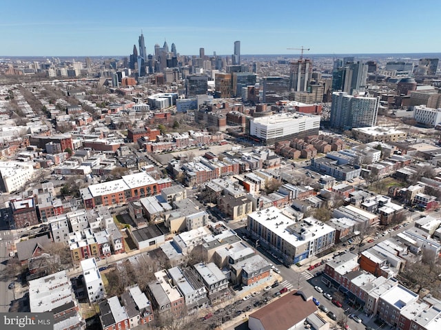 aerial view with a city view