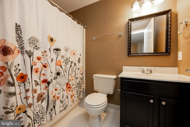 485 Lake George Cir, West Chester, PA 19382 - full bathroom featuring a shower with shower curtain, tile patterned floors, vanity, and toilet