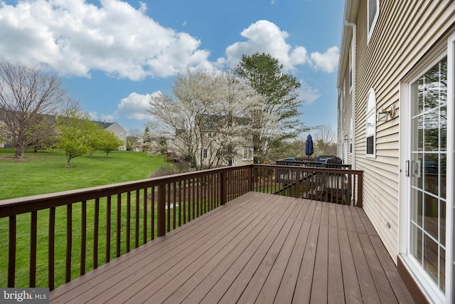 485 Lake George Cir, West Chester, PA 19382 - wooden deck featuring a lawn
