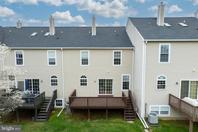 485 Lake George Cir, West Chester, PA 19382 - back of house with a wooden deck, cooling unit, and a lawn