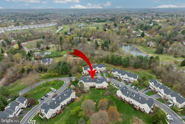 485 Lake George Cir, West Chester, PA 19382 - aerial view featuring a water view and a residential view