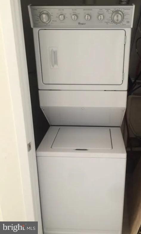 416 N Wiota St, Philadelphia, PA 19104 - washroom with stacked washer and dryer and laundry area