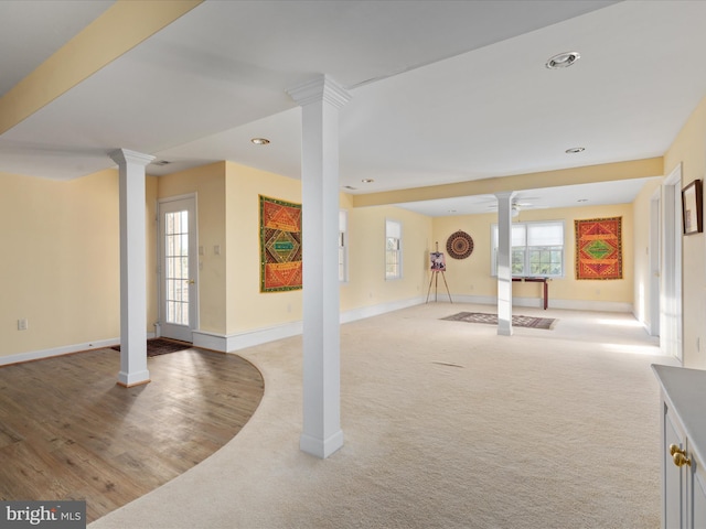 112 Daniel Ct, Strasburg, VA 22657 - interior space with carpet floors, recessed lighting, baseboards, and a ceiling fan