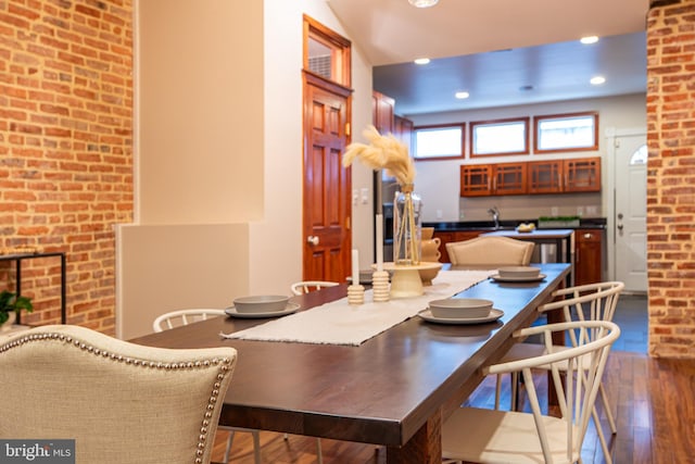 dining room featuring recessed lighting and dark wood finished floors