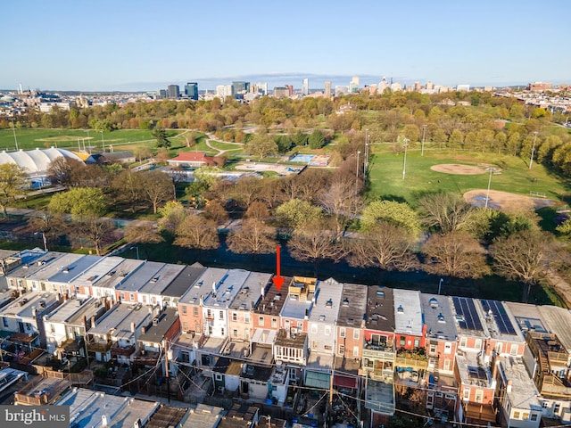 bird's eye view featuring a city view
