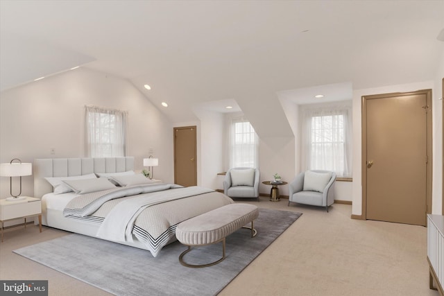 662 S Market St, Elizabethtown, PA 17022 - bedroom with recessed lighting, vaulted ceiling, and light carpet
