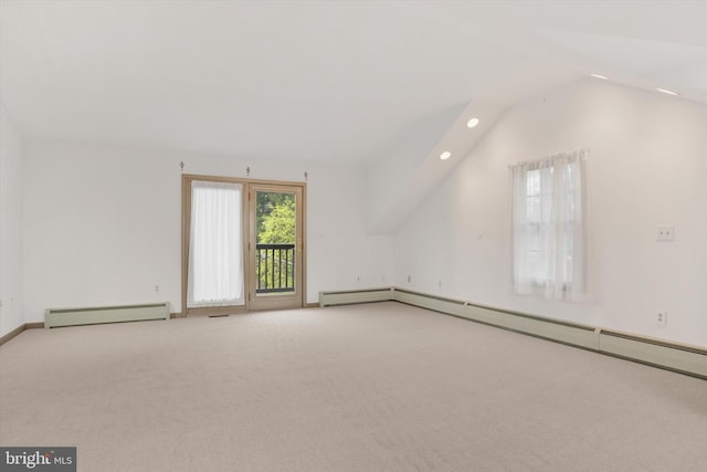 662 S Market St, Elizabethtown, PA 17022 - carpeted spare room featuring baseboard heating, vaulted ceiling, and baseboards