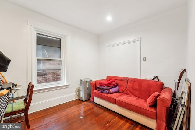 251 S 46th St, Philadelphia, PA 19139 - living room with baseboards, recessed lighting, and hardwood / wood-style flooring