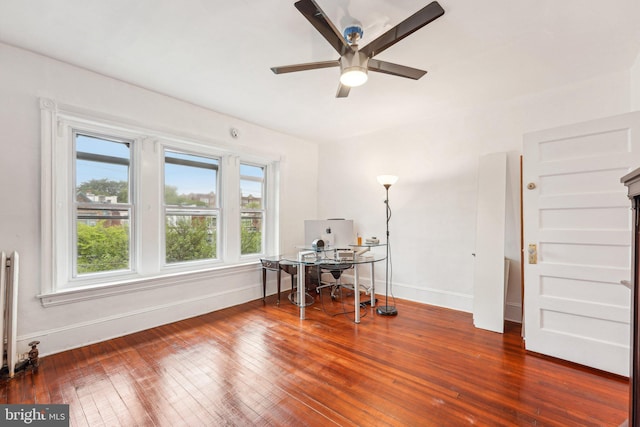 251 S 46th St, Philadelphia, PA 19139 - home office with baseboards, wood-type flooring, and ceiling fan