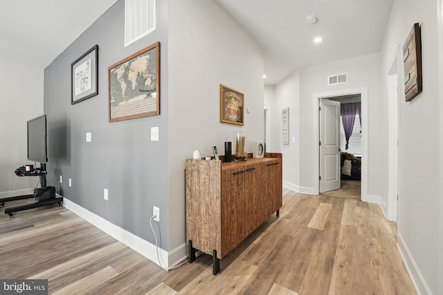131 Boxelder Dr, Stafford, VA 22554 - hallway with visible vents, light wood-style flooring, and recessed lighting