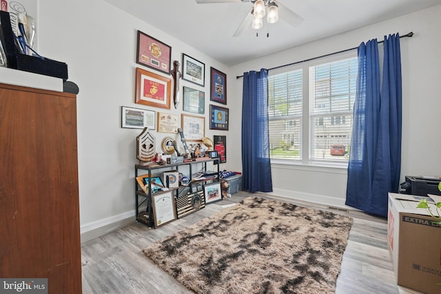 131 Boxelder Dr, Stafford, VA 22554 - recreation room with ceiling fan, baseboards, and light wood-type flooring
