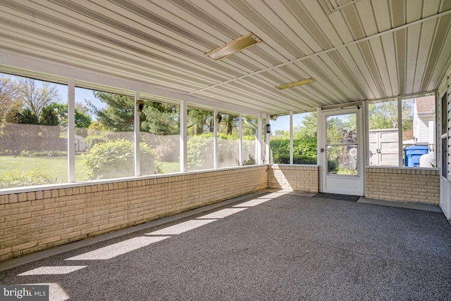 view of unfurnished sunroom