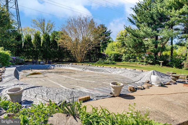 view of swimming pool with a patio and a covered pool