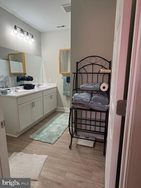 30609 Cedar Neck Rd Unit 3109, Ocean View, DE 19970 - bathroom featuring baseboards, visible vents, vanity, and wood finished floors