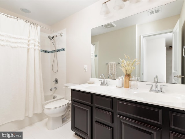 162 Blackford Dr, Stephenson, VA 22656 - bathroom featuring visible vents, toilet, a sink, and shower / bathtub combination with curtain
