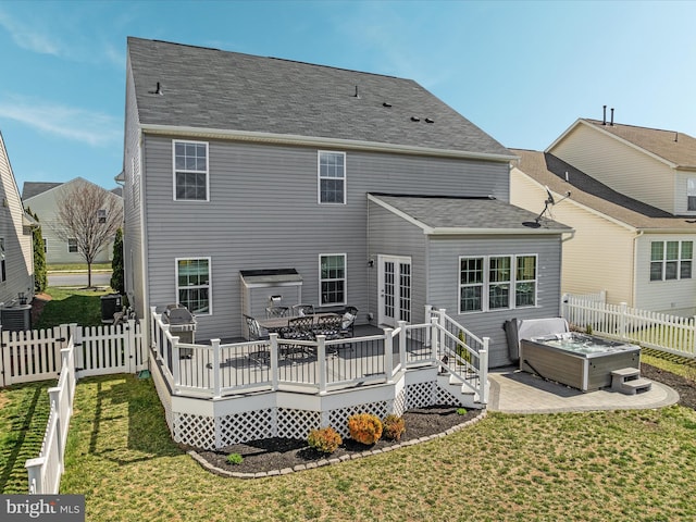 162 Blackford Dr, Stephenson, VA 22656 - rear view of property with a yard, a fenced backyard, a deck, and a patio area