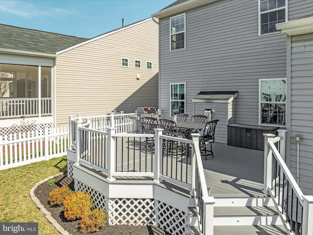 162 Blackford Dr, Stephenson, VA 22656 - wooden deck with fence, outdoor dining space, and area for grilling