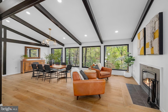 1335 N Pegram St N, Alexandria, VA 22304 - interior space with beamed ceiling and an inviting chandelier