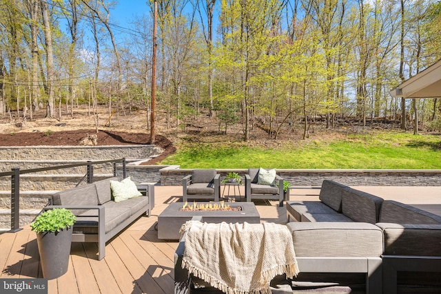 1335 N Pegram St N, Alexandria, VA 22304 - wooden terrace with an outdoor living space with a fire pit