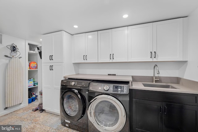 1335 N Pegram St N, Alexandria, VA 22304 - laundry room featuring washer and dryer, recessed lighting, a sink, and cabinet space