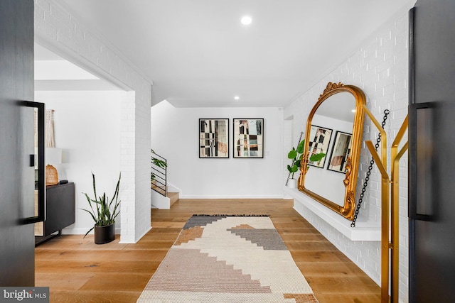 1335 N Pegram St N, Alexandria, VA 22304 - hall with recessed lighting, baseboards, and wood finished floors