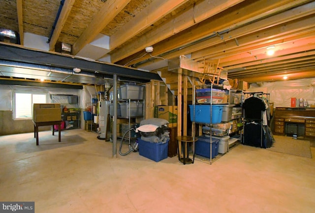 basement with gas water heater
