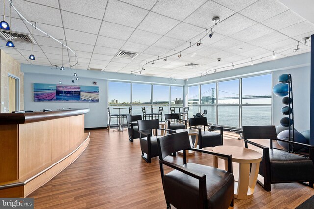 reception featuring visible vents and a water view