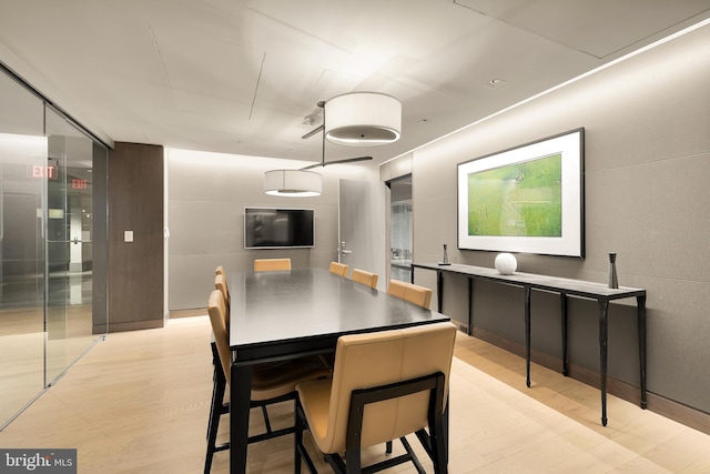 dining room with light wood finished floors