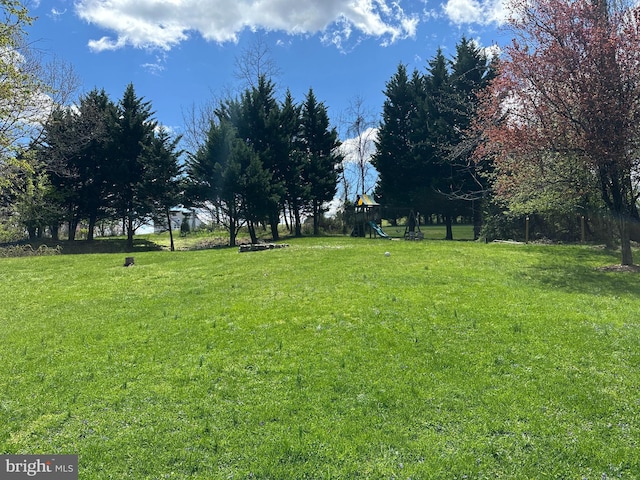 view of yard featuring a playground