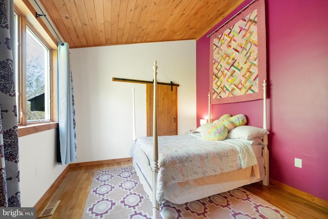 bedroom with visible vents, multiple windows, and wood finished floors