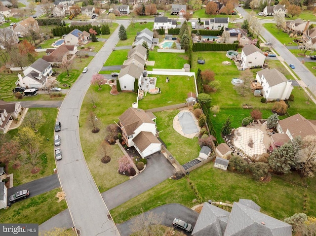 aerial view with a residential view