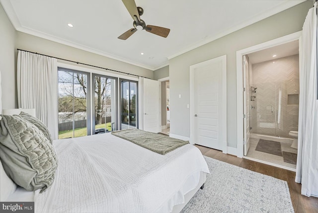 1109 Towlston Rd, Mclean, VA 22102 - bedroom featuring recessed lighting, ornamental molding, dark wood-style flooring, and access to outside