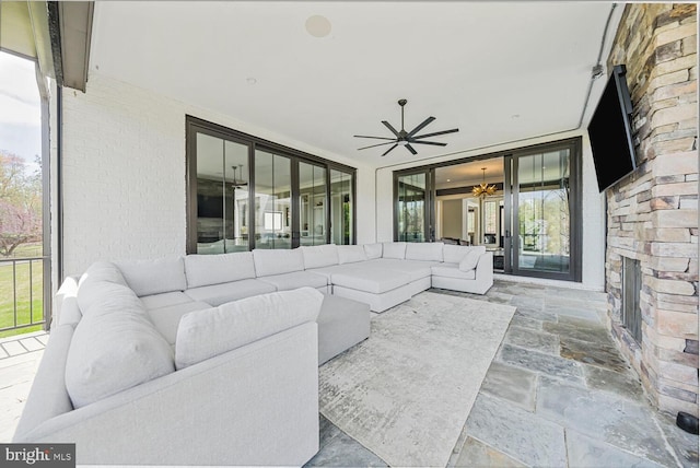 1109 Towlston Rd, Mclean, VA 22102 - exterior space featuring expansive windows, a ceiling fan, and stone finish floor