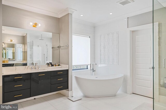 1109 Towlston Rd, Mclean, VA 22102 - full bath featuring vanity, a freestanding tub, a stall shower, and visible vents