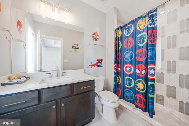 1109 Towlston Rd, Mclean, VA 22102 - bathroom featuring toilet, tile patterned floors, tiled shower, and vanity