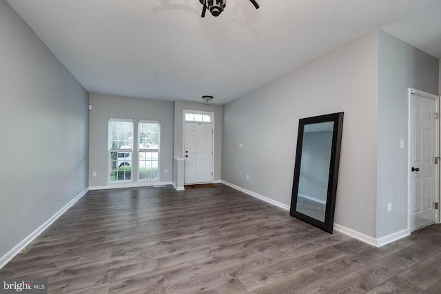 62 Brookview Ln, Pottstown, PA 19464 - entrance foyer with dark wood-style flooring and ceiling fan