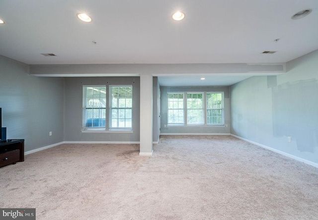 62 Brookview Ln, Pottstown, PA 19464 - unfurnished living room featuring carpet floors and recessed lighting
