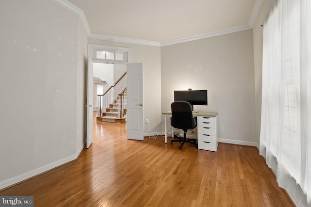 18547 Kerill Rd, Triangle, VA 22172 - home office with ornamental molding, light wood finished floors, and baseboards