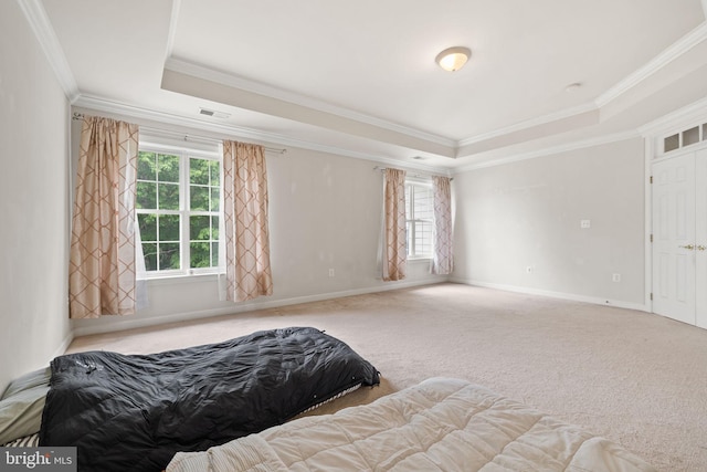 18547 Kerill Rd, Triangle, VA 22172 - bedroom featuring a raised ceiling, ornamental molding, carpet, and baseboards