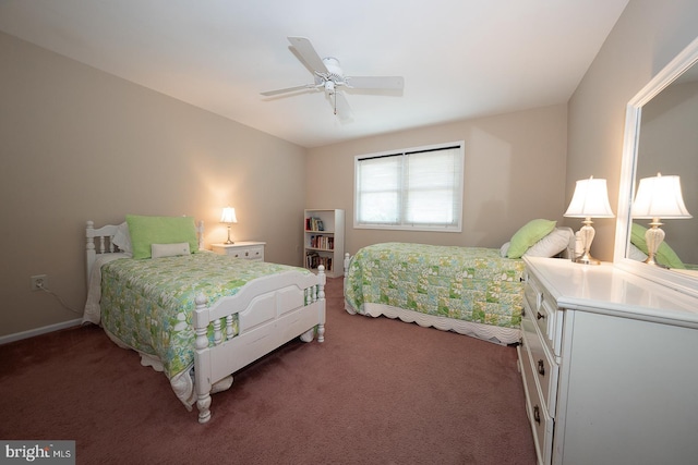 carpeted bedroom featuring a ceiling fan